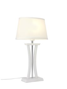 New Chelsea 47cm Hvid bordlampe Fra Cottex - Ny Chelsea bordlampe er en elegant kombination af træ, metal og tekstil, der giver en moderne og stilfuld følelse til rummet.