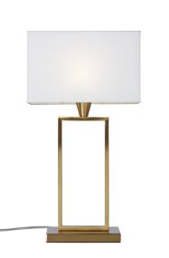 Kensington 50cm Messing bordlampe Fra Cottex - Den stilrene metalramme skaber en luftig og moderne følelse, mens den hvide tekstilskærm spreder et blødt og behageligt lys.