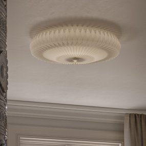 Pompom Ø57 Hvid Fra CO Bankeryd - Papirpompomen er en diskret loftlampe p&aring; trods af sit smukke plisserede design.