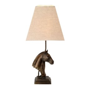 Eclipse 38cm Bronze bordlampe Fra Elstead Lighting - Lampefoden består af en detaljeret hestebuste i en bronzepatineret finish, der giver et eksklusivt og tidløst udtryk.