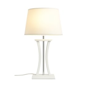 Pilastro 48cm Hvid bordlampe Fra Lampan - Med sin elegante hvide, ovale lampesk&aelig;rm lavet af tekstil og unikke metalbase giver den et stilfuldt indtryk, uanset om du placerer den i stuen, sovev&aelig;relset eller p&aring; altanen.