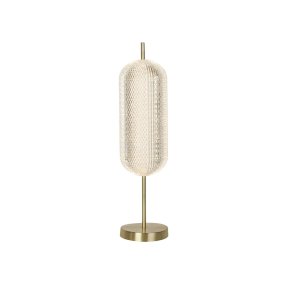 Capsule 60cm Messing Fra Searchlight - Capsule er en elegant og moderne bordlampe med detaljer i satinmessing og en skærm i akrylglas, der spreder et blødt og behageligt lys.