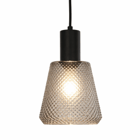 Daimon Ø15 Røgfarvet vindueslampe Fra Lampan - Oph&aelig;ng og detaljer i sort metal skaber en elegant og tidl&oslash;s fornemmelse.