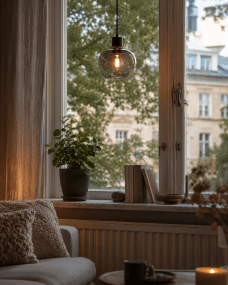 Ariston Ø20 Røgfarvet vindueslampe Fra Lampan - Sk&aelig;rmen i r&oslash;gfarvet glas giver et flot og behageligt lys, mens den b&oslash;rstede messingfinish tilf&oslash;jer et moderne og eksklusivt pr&aelig;g.