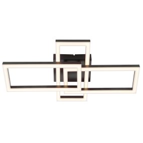 Jorvic 47cm Sort plafond Fra Brilliant - Jorvic er en moderne loftslampe lavet af metal og plastik, hvis grafiske og geometriske design gør den til et markant blikfang i alle moderne interiører.
