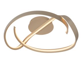Menuet Ø60 Beige plafond Fra Lucide - Menuet er en moderne loftslampe i beige metal med et bl&oslash;dt, skulpturelt design, der bliver et stilfuldt element i loftet.