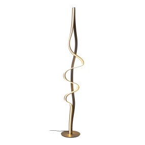 Lambada Messing gulvlampe Fra Lucide - Lambada er en elegant metalgulvlampe med en eksklusiv mat messingfinish og en bl&oslash;d, organisk form, der fanger &oslash;jet.