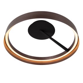 Leonard Ø55 Brun plafond Fra Lucide - Den cirkul&aelig;re sk&aelig;rm har en integreret LED-strip p&aring; indersiden, der spreder et kraftfuldt og j&aelig;vnt lys, perfekt til omr&aring;der i hjemmet, hvor god belysning er vigtig.