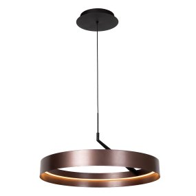 Leonard Ø55 Brun loftslampe Fra Lucide - Den cirkulære skærm har en integreret LED-strip på indersiden, der spreder et kraftfuldt og jævnt lys nedad, perfekt til områder i hjemmet, hvor god belysning er vigtig.