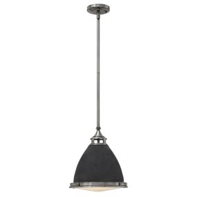 Amelia Ø32 Antik zink Fra Elstead Lighting - Kupolen har en etsad prismatisk bottenlins, och denna helmetalliska versionen i antik-zink har en autentisk vintagelook.