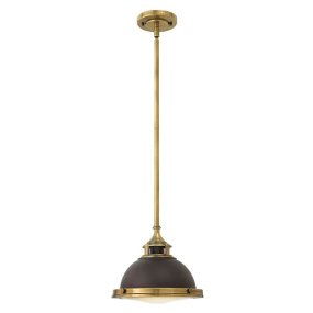 Amelia Ø30 Bronze/messing loftslampe Fra Elstead Lighting - Kupolen har en etsad prismatisk bottenlins, och denna helmetalliska versionen i brons och mässingdetaljer har en autentisk vintagelook.