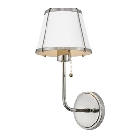 Clarke 40cm Nikkel/hvid væglampe Fra Elstead Lighting - Clarke er en elegant væglampe lavet af stål med en smuk poleret nikkelfinish og en stilfuld hvid skærm.