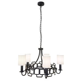 Sabina Ø72 Sort Fra Elstead Lighting - Den sorte st&aring;lramme er udsmykket med et geometrisk m&oslash;nster, der giver lampen et moderne og karakteristisk pr&aelig;g.