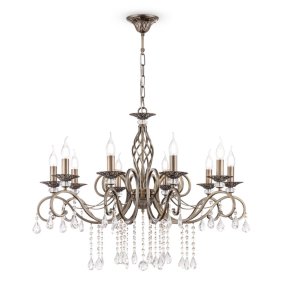 Grace Ø85 Bronze loftslampe Fra Maytoni - Grace er en elegant metallysekrone med en stilfuld bronzefinish og dekorative prismer, der reflekterer lyset smukt.
