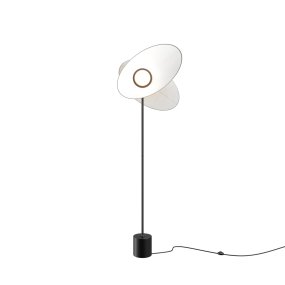 Evolution Hvid gulvlampe Fra Maytoni - Evolution er en moderne LED gulvlampe med drejelige sk&aelig;rme, der lader dig styre b&aring;de lysets form og retning.