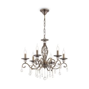 Grace Ø63 Bronze loftslampe Fra Maytoni - Grace er en elegant metallysekrone med en stilfuld bronzefinish og dekorative prismer, der reflekterer lyset smukt.