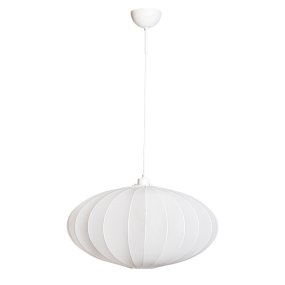 Isola Ø60 Hvid loftslampe Fra Cottex - Isola er en dekorativ loftspendel med en bl&oslash;dt afrundet form og en hvid tekstilsk&aelig;rm.