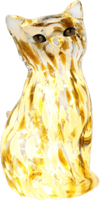 Katt 22cm Brun/hvid bordlampe Fra Pixie Design - Denne dekorative bordlampe i glas er formet som en elegant kat og har en marmoreret overflade i brune og hvide farver, der giver hvert stykke et unikt udtryk.