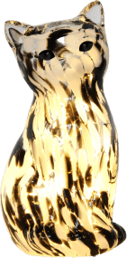 Katt 22cm Sort og hvid bordlampe Fra Pixie Design - Denne dekorative bordlampe i glas er formet som en elegant kat og har en marmoreret overflade i sorte og hvide farver, der giver hvert stykke et unikt udtryk.
