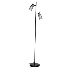 Kiera 2 Sort/Røget gulvlampe Fra Cottex - De krydsformede sk&aelig;rme kan vinkles for at styre lyset og skabe en u&oslash;nsket atmosf&aelig;re i rummet.