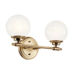 Benno 37cm Messing badeværelseslampe Fra Elstead Lighting - Benno v&aelig;glampe giver rummet et moderne og elegant pr&aelig;g.