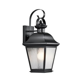 Mount Vernon Sort Fra Elstead Lighting - Lampen er lavet af sort metal og er kombineret med klart glas med en smukt ru struktur, der giver lampen et livligt og karakteristisk udtryk.