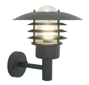 Kalmar Sort udendørslampe Fra Nordic Lighting - Kalmar v&aelig;glampe er en klassisk og stilfuld udend&oslash;rslampe i rustfrit st&aring;l med klart glas.