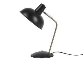 Hood 38cm Sort skrivebordslampe Fra Leitmotiv - Den bev&aelig;gelige sk&aelig;rm med hvid inderside giver en j&aelig;vn og behagelig lysfordeling, perfekt til l&aelig;sning eller arbejde.