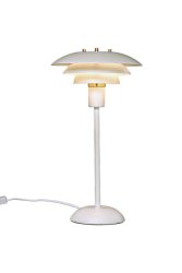Epsilon 37cm Hvid bordlampe Fra Aneta Lighting - Detaljer i krom og mat messing medfølger, syning; du kan selv vælge, hvilken der passer bedst ind i dit hjem.