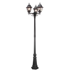 Norfolk 227cm Sort lygtepæl Fra Elstead Lighting - Denne lygtepæl er lavet af støbt aluminium og blyindfattet glas og er både robust og dekorativ.
