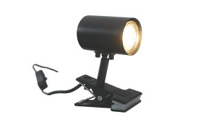 Hugin Sort klemmelampe Fra Aneta Lighting - Den praktiske Hugin metalklemmelampe er nem at fastgøre til en hovedgærde, hylde eller et skrivebord.