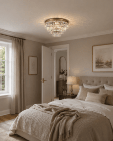 Oxford Ø50 Antik messing krystal Fra Lampan - Stilfuld loftslampe i krystal i antik messingfinish, der kombinerer elegance med funktion.