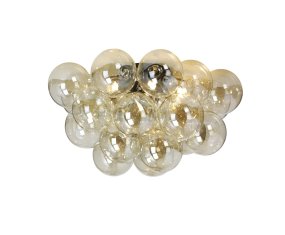 Monaco Ø50 Rav plafond Fra Lampan - Monaco har en matsort finish og er udstyret med 24 ravfarvede glassk&aelig;rme, der er samlet i en klynge.