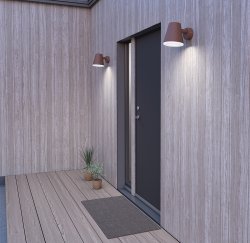 Mist Rust struktur udendørslampe Fra Belid - At glaskroppen er noget l&aelig;ngere end sk&aelig;rmen giver ogs&aring; en vis spredning af lyset sidev&aelig;rts; som giver Mist sit unikke udtryk.