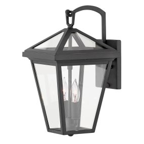Alford Place 37cm Sort Fra Elstead Lighting - Den svarta ramen i aluminium och de klara glaspartierna skapar en lyxig och stilfull look som lyfter din entr&eacute;, uteplats eller fasad.