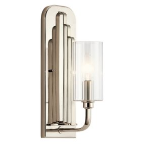 Kimrose 35cm Nikkel væglampe Fra Elstead Lighting - Dens geometriske former er i fokus og forstærkes af en elegant poleret nikkelfinish.
