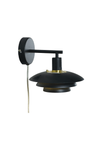 Epsilon 24cm Sort væglampe Fra Aneta Lighting - Epsilon v&aelig;glampe i et klassisk design med et moderne udtryk, har en tredelt metalsk&aelig;rm, der fordeler lyset p&aring; en flot m&aring;de og modvirker bl&aelig;nding.