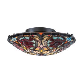 Larissa Ø42 Flerfarvet Fra Elstead Lighting - Det loftmonterede design gør Larissa til et fremragende valg til entreen, soveværelset eller stuen, hvor den bliver en dekorativ detalje, selv når den er slukket.