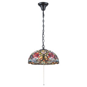 Larissa Ø38 Flerfarvet Fra Elstead Lighting - Larissa er en dekorativ loftspendel i klassisk Tiffany-stil, fremstillet af st&aring;l med en smuk vintage bronzefinish.
