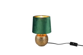 Sophia 26cm Grøn bordlampe Fra Trio Lighting - Kombinationen af guldkeramik og grøn stofskærm giver et stilfuldt og moderne look.