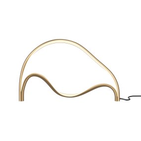 Plons 25cm Messing bordlampe Fra Maytoni - Den har en indbygget LED lyskilde med en farvetemperatur på 3000K som giver et behageligt og varmt hvidt lys.