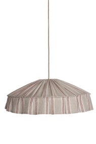 Vinga Skærm Ekskl. Ophæng Ø58 Natur/rust loftslampe Fra Alde & Lind - Vinga er en dekorativ loftslampeskærm lavet af 100% hør med et stribet mønster i rustfarvede og naturlige toner.