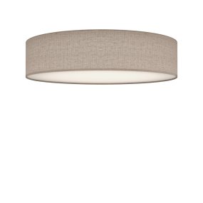 Soft Ø60 Beige linned plafond Fra Belid - Sk&aelig;rmen i h&oslash;r i en naturlig beige farve er kombineret med en hvid bundplade, der giver et j&aelig;vnt og bl&aelig;ndfrit lys.