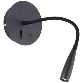 Jutta Sort læselampe Fra Brilliant - Med 170 lumen og varm hvid lysfarve er den perfekt som l&aelig;selampe eller til en hyggelig atmosf&aelig;re.