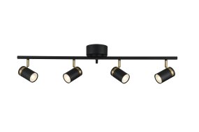 Lynx 4 Sort spotlight Fra Nordic Lighting - Lynx er en elegant spotlight med et industrielt design i sort metal med messingdetaljer.