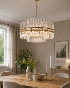 Exeter Ø56 Antik messing krystal Fra Lampan - Lampen er lavet af metal med en smuk antik guldfinish, der giver et varmt og sofistikeret indtryk.