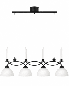 Florens 90cm Sort loftslampe Fra Cottex - Loftlampen Floren i metal og hvidt glas kombinerer elegance og funktionalitet med plads til fire stearinlys, hvilket giver dit hjem et klassisk touch.