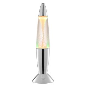 Stormlight 36cm Krom børnelampe Fra Brilliant - Stormlight er en dekorativ, bærbar bordlampe, der kombinerer det klassiske retrodesign af en lavalampe med en fascinerende tornadoeffekt.