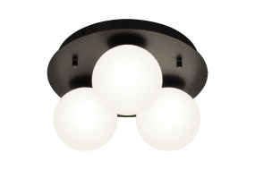 Nicosia Ø25 Sort badeværelseslampe Fra Aneta Lighting - Nicosia loftslampe sort med opalhvide glober.