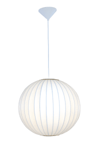 Kanoa Ø40 Hvid Fra Aneta Lighting - Når lampen er tændt, spredes et behageligt lys gennem stoffet og bidrager til en varm og hyggelig følelse i rummet.